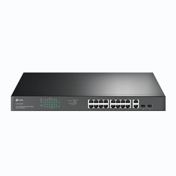TP-LINK 18-PORT UNMANAGED GIGABIT RACK SWITCH, GbE(2), POE+(16), SFP(2), 5YR WTY - TL-SG1218MP