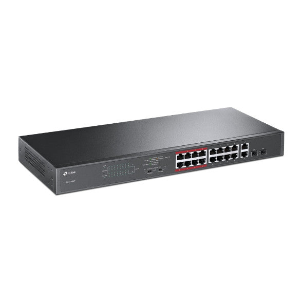 TP-LINK TL-SL1218MP, 16-PORT 10/100/1000MBPS + 2-PORT GIGABIT UNMANAGED POE SWITCH, 5 YEARS