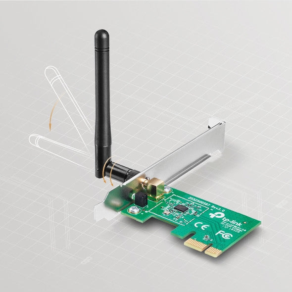 TP-LINK TL-WN781ND, 150MBPS WIRELESS PCI EXPRESS ADAPTER, ATHEROS, 1T1R, 2.4GHZ, 802.11N/G/B, 1 DETACHABLE ANTENNA, 3 YEARS