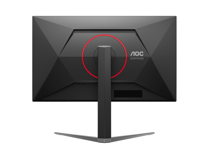 REAR VIEW OF Gaming monitor with AOC logo on a green background