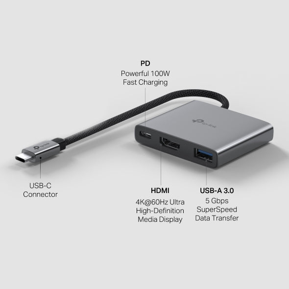 TP-Link UH3020C USB-C 3-in-1 Hub 4K 60Hz HDMI 100W PD USB-A