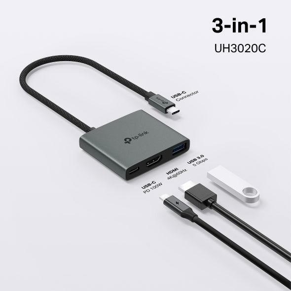 TP-Link UH3020C USB-C 3-in-1 Hub 4K 60Hz HDMI 100W PD USB-A