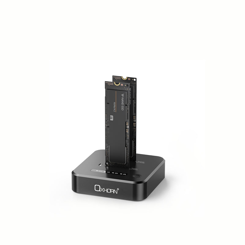 Oxhorn Dual Bay M.2 NVMe SSD Docking Station USB 3.2 Gen 2x2 16TB 10Gbps 2230-22110