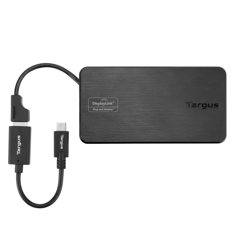 TARGUS (DSU100US), USB 3.0 AND USB-C DUAL TRAVEL DOCK, 3 YEAR WTY - DSU100US