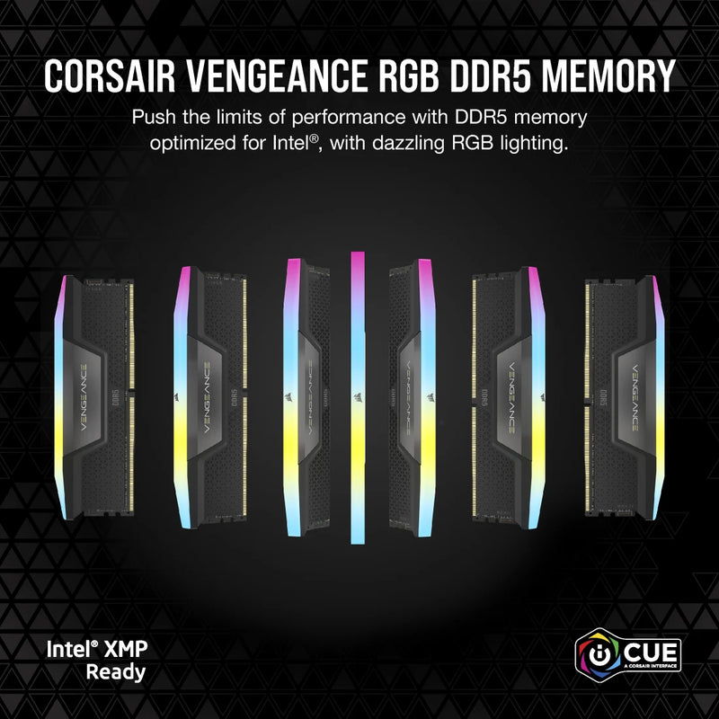 Corsair Vengeance RGB DDR5 32GB 6000MT/s CL38 Gaming Memory Kit Black