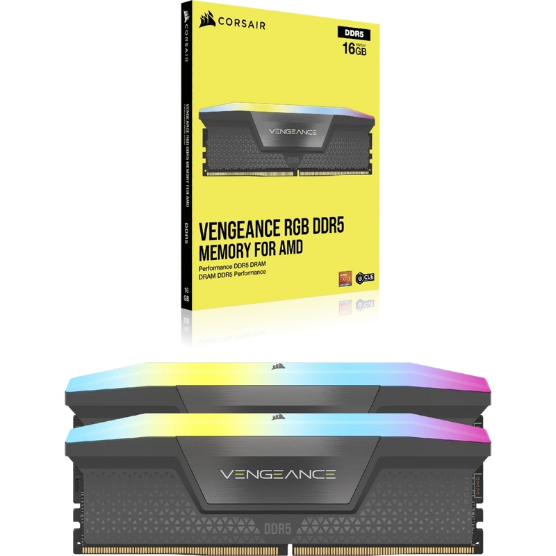 Corsair Vengeance RGB 32GB (2x16GB) DDR5 6000MT/s CL38 Desktop Memory Kit Grey