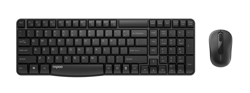 RAPOO X1800S 2.4GHz Wireless Optical Keyboard Mouse Combo Black