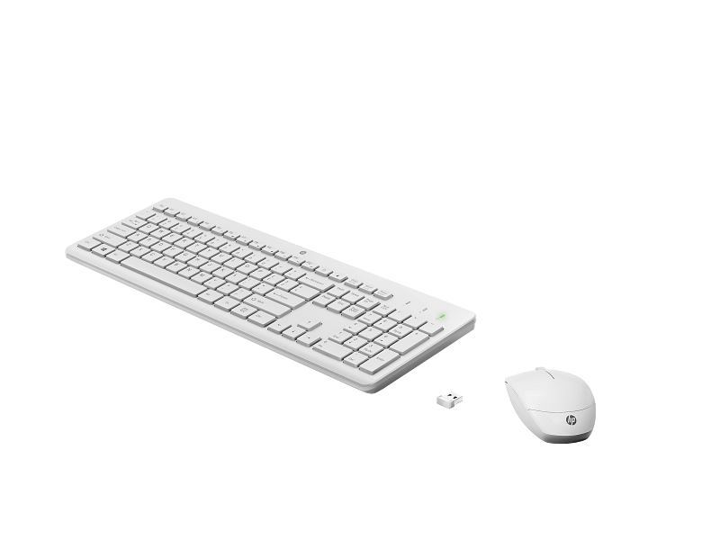 HP 230 Wireless Keyboard Mouse Combo White USB-A Full Size Keyboard Set