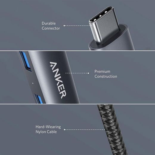 ANKER POWER EXPAND+ 5 IN 1 USB ETHERNET HUB - GRAY METAL - A8338TA1