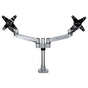 STARTECH Desk Mount Dual Monitor Arm - Premium Articulating Monitor Arm - up to 27" (17.6lb/8kg) VESA Mount Displays - Height Adjustable Monitor Mount - Rotate/Tilt/Swivel - Clamp/Grommet - Silver - TAA