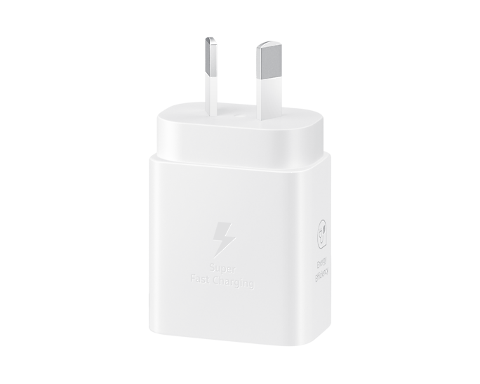 SAMSUNG AC POWER ADAPTOR - 25W, USB-C, NO CABLE (WHITE) - EP-T2510NWEGAU