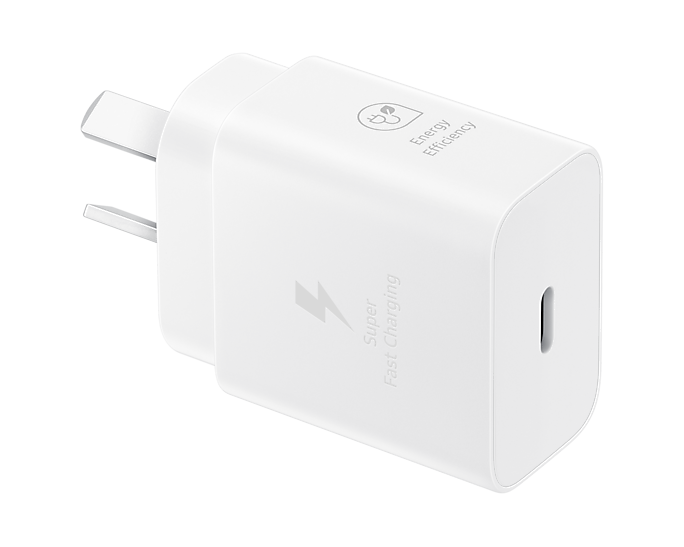 SAMSUNG AC POWER ADAPTOR - 25W, USB-C, NO CABLE (WHITE) - EP-T2510NWEGAU
