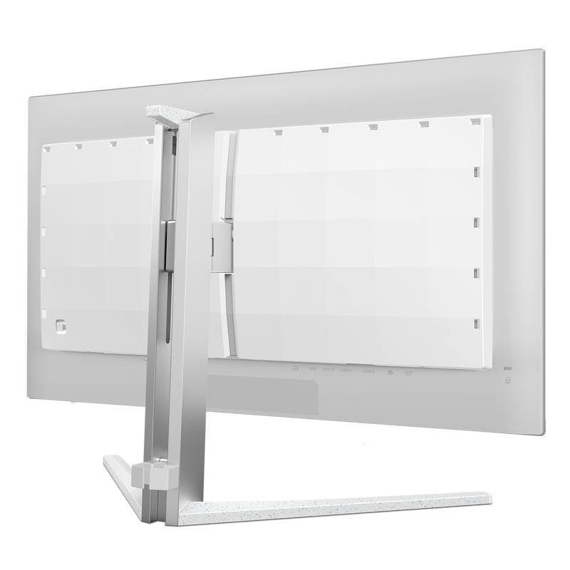 Rear view of Evnia 27M2N8800 monitor with connectivity ports and stand design