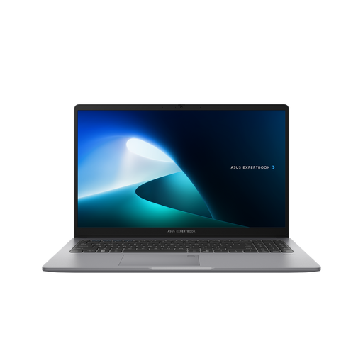 Front view of ASUS ExpertBook P1 15.6-inch FHD business laptop with anti-glare display and slim bezels