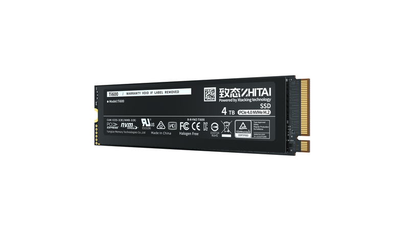 YMTC ZhiTai Ti600 500GB PCIe 4.0 NVMe M.2 SSD 6000MB/s 3000MB/s 5YR