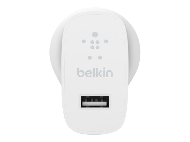 BELKIN 1 PORT WALL CHARGER, 12W, USB-A (1), BOOST CHARGE, WHITE, 2YR WTY WITH $2500 CEW - WCA002AUWH
