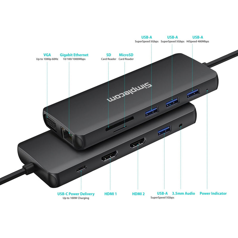 Simplecom CHN612 USB-C 12-in-1 Multiport Docking Station - 3