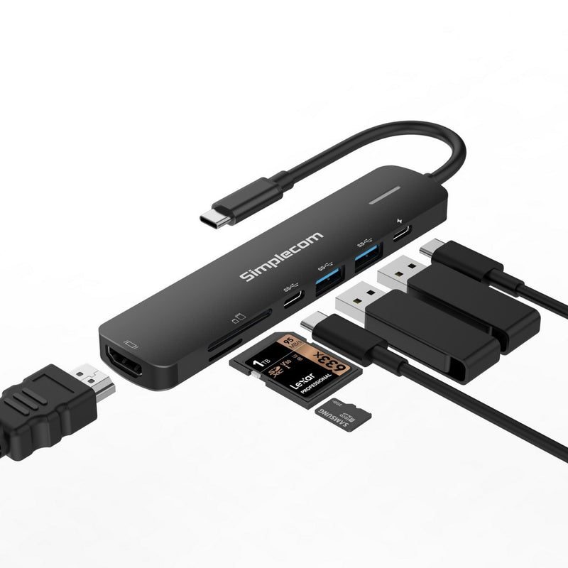 Simplecom CHT570 USB-C SuperSpeed 7-in-1 Multiport Hub - 0