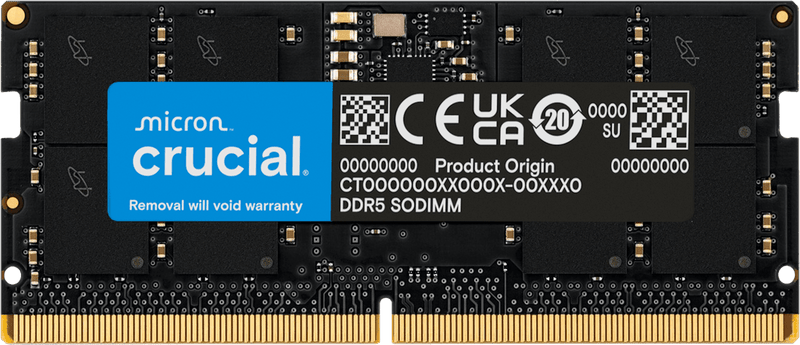 Crucial 64GB (1x64GB) DDR5 SODIMM 5600MHz CL46 Laptop RAM Module
