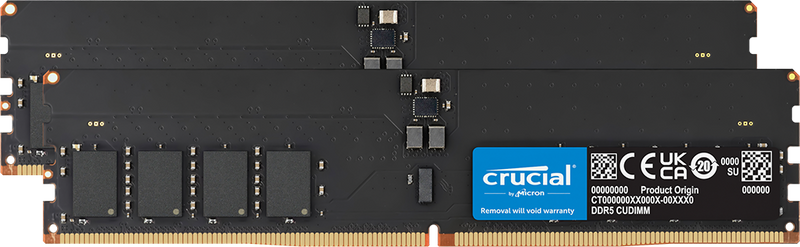 Two Crucial RAM modules on a white background