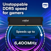 Crucial Pro DDR5-6400 32GB Kit (16GBx2) UDIMM: OC Gaming Memory Black