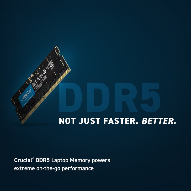 CRUCIAL 32GB (16GBx2 KIT) DDR5 NOTEBOOK MEMORY, PC5-38400, 4800MHz, UNRANKED, LIFE WTY - CT2K16G48C40S5