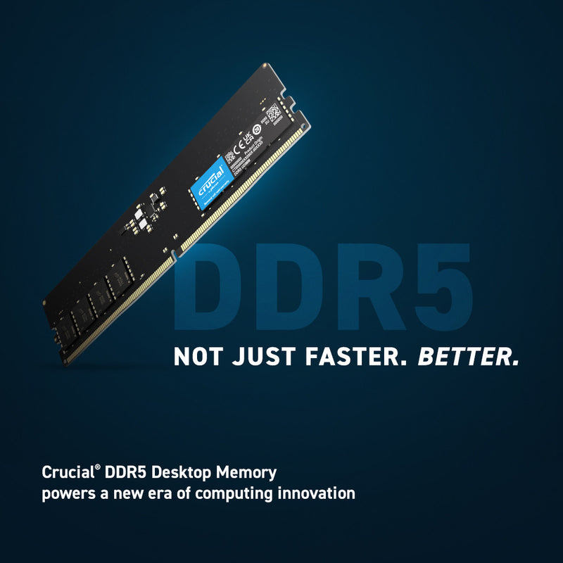 CRUCIAL 32GB DDR5 DESKTOP MEMORY, PC5-44800, 5600MHz, UNRANKED, LIFE WTY - CT32G56C46U5