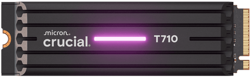 Micron Crucial T710 memory module with purple lighting effect