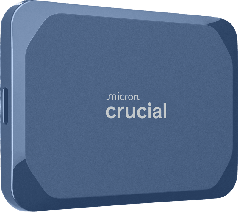 Off center shot of the front of the Crucial X10 8TB Portable SSD