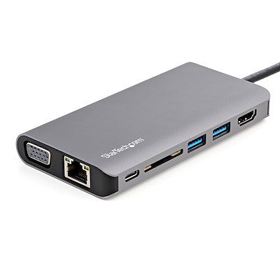 STARTECH USB-C MULTIPORT ADAPTER, 4K, HDMI, VGA, USB(3), GBE, SD, SINGLE DISPLAY, 85W, 3YR - DKT30CHVAUSP