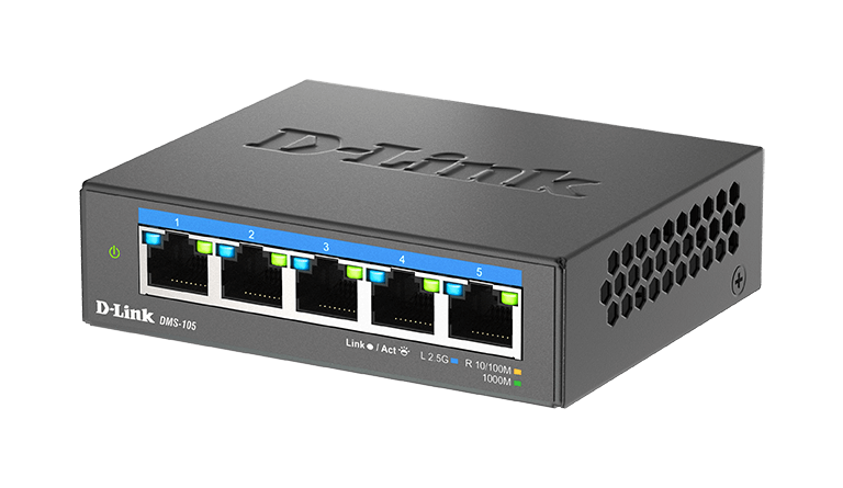 D-Link DMS-105 5 Port 2.5GbE Unmanaged Ethernet Switch Multi-Gig Desktop