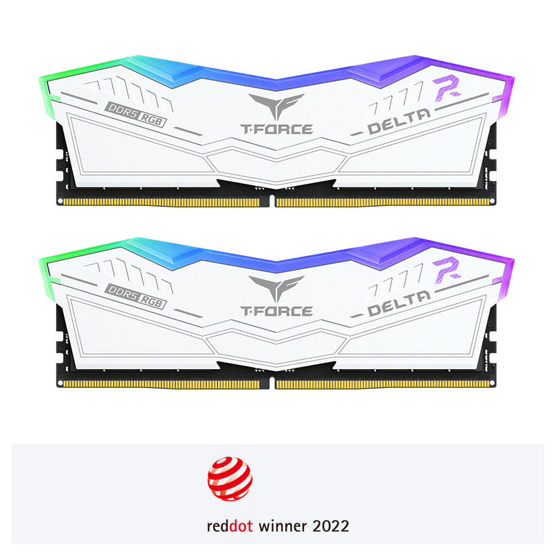Team T-FORCE Delta RGB 32GB DDR5 6400MHz CL40 RAM Kit 2x16GB White XMP EXPO Memory