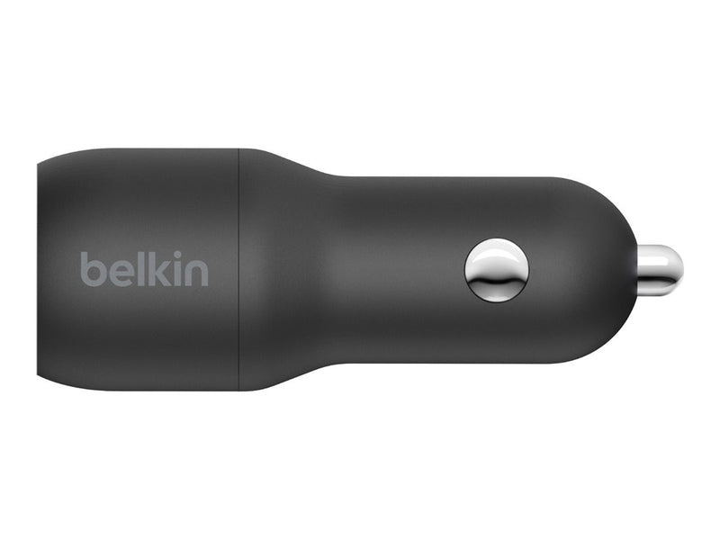 BELKIN 2 PORT CAR CHARGER, 12W/2.4A USB-A (2), 1x 1.2M USB-A TO LIGHTNING CABLE, 2YR WTY - CCD001BT1MBK