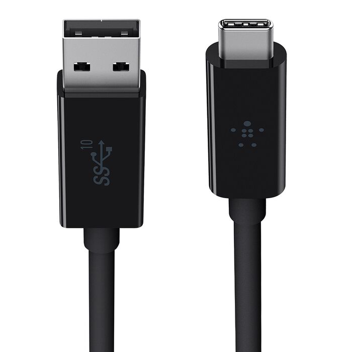 Belkin USB‑C to USB‑A Cable 1m 10Gbps 60W USB 3.1 Thunderbolt 3 Black