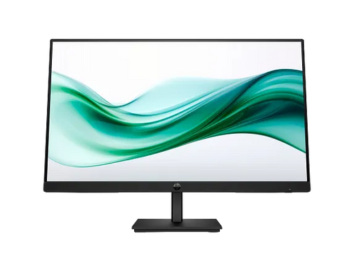 Computer monitor with a green and blue wave design on the screen, on a white background