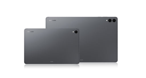 Two gray tablets on a white background