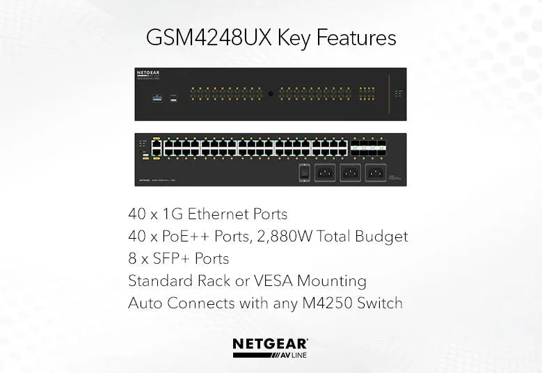 NETGEAR 48 Port Managed L2 PoE++ Switch 40x 1G PoE++ 8x SFP+ Lifetime