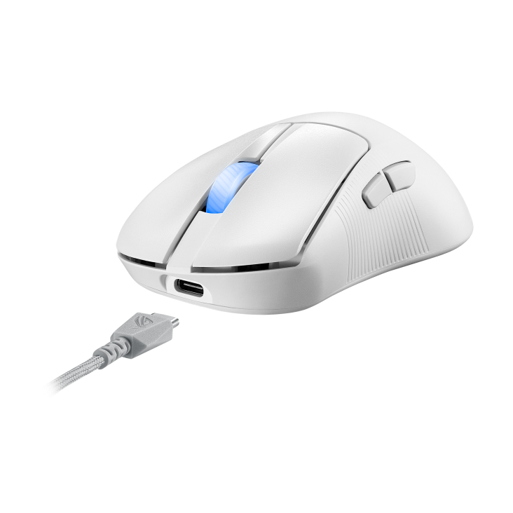 ASUS ROG KERIS II Ace Wireless Ergonomic Lightweight Gaming Mouse, 42,000-dpi (Moonlight White)