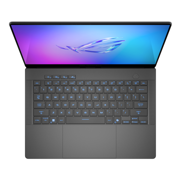 A top down view of ROG Zephyrus G14 (2025) in Eclipse Grey.