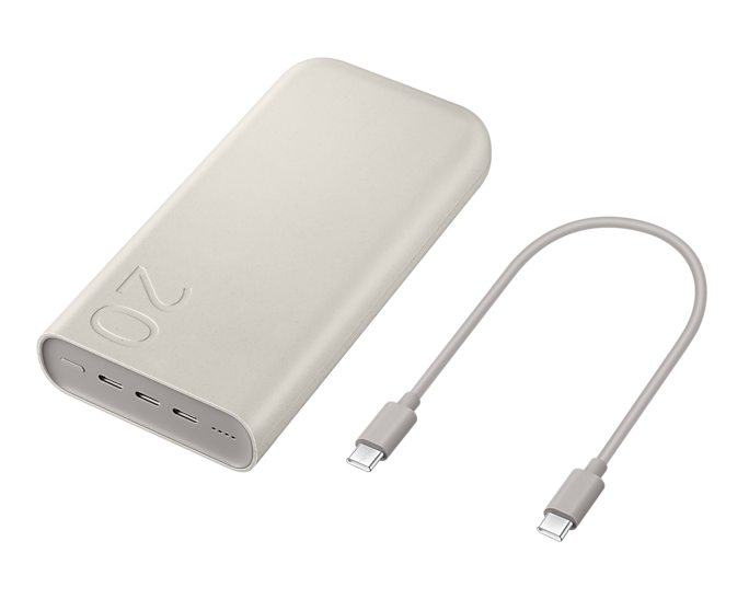 SAMSUNG 20000mAh Power Bank 45W PD, USB-C(3), (BEIGE)/ for Galaxy Tab S7 & Later-EB-P4520XUEGWW