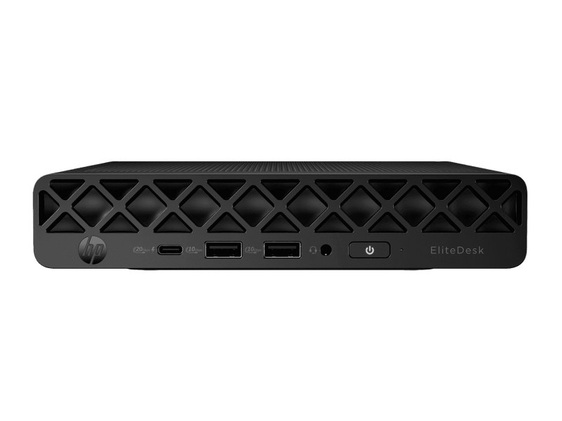 Front view of the HP EliteDesk 8 Mini G1i Desktop AI PC.
