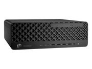 Black HP EliteDesk computer tower on a white background