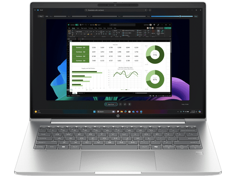 Front view of HP ProBook 4 G1i 14-inch AI laptop with WUXGA IPS display and ultra-thin bezels