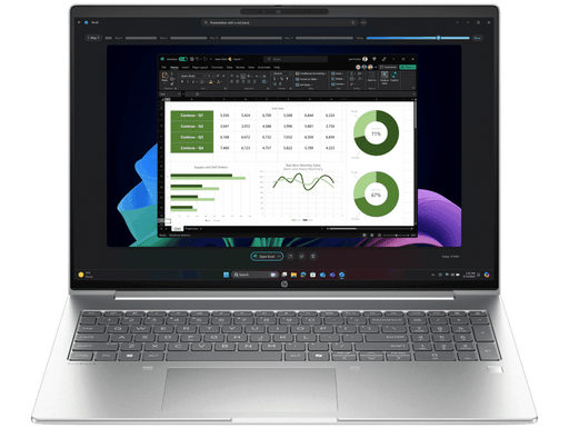 Front view of the ProBook 4 G1i 16 " silver notebook