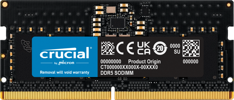CRUCIAL 8GB DDR5 NOTEBOOK MEMORY, PC5-44800, 5600MHz, UNRANKED, LIFE WTY - CT8G56C46S5