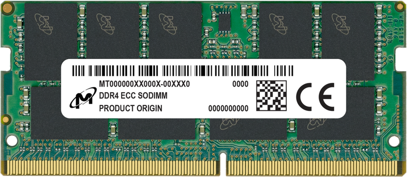 MICRON 16GB DDR4 ECC SODIMM Laptop RAM, PC4-25600, 3200MHz