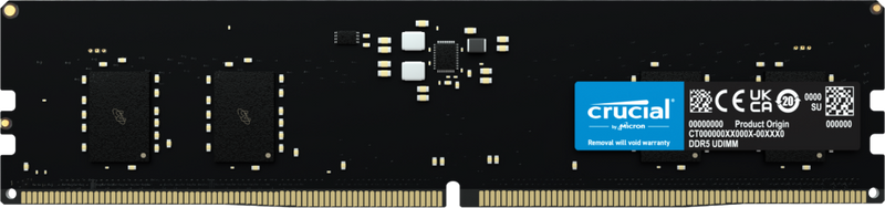 CRUCIAL 8GB DDR5 DESKTOP MEMORY, PC5-41600, 5200MHz, UNRANKED, LIFE WTY - CT8G52C42U5
