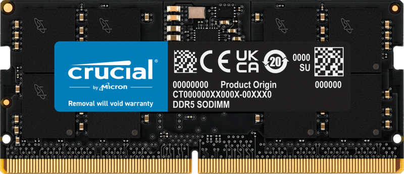 CRUCIAL 24GB DDR5 NOTEBOOK MEMORY, PC5-44800, 5600MHz, UNRANKED, LIFE WTY - CT24G56C46S5