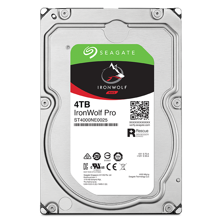 Seagate IronWolf Pro 4TB NAS HDD 7200RPM 256MB Cache SATA 3.5in ST4000NT001