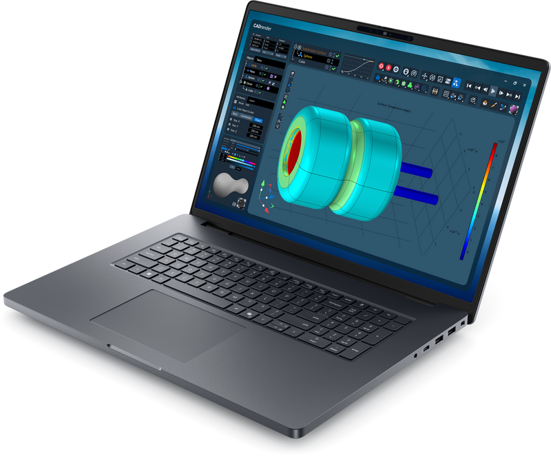 Off center shot of the front of the Front view of the Dell Pro Max 18 Plus